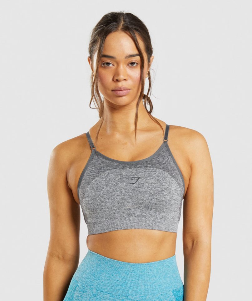 Women\'s Gymshark Flex Strappy Sports Bra Grey | NZ 9WSFED